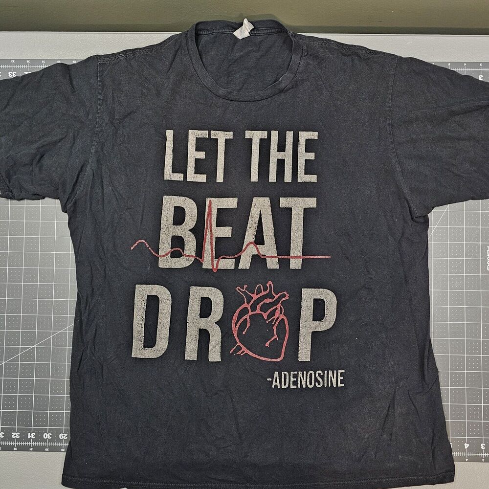 Adenosine Drug Rep Tshirt XL Heart Beat Drop Grunge Thrashed Y2K Streetwear